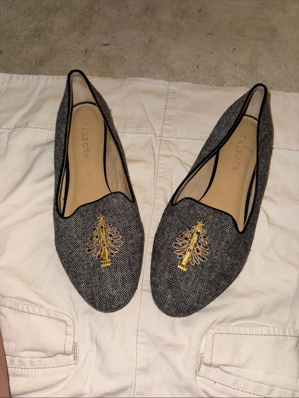 Aerosoles Gray Embellished Loafers - Gold Accent
